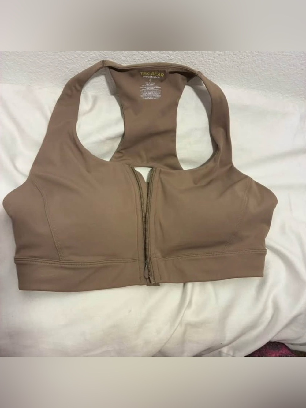 Brown Tek Gear Ultrastretch sports bra is a size Large/36D